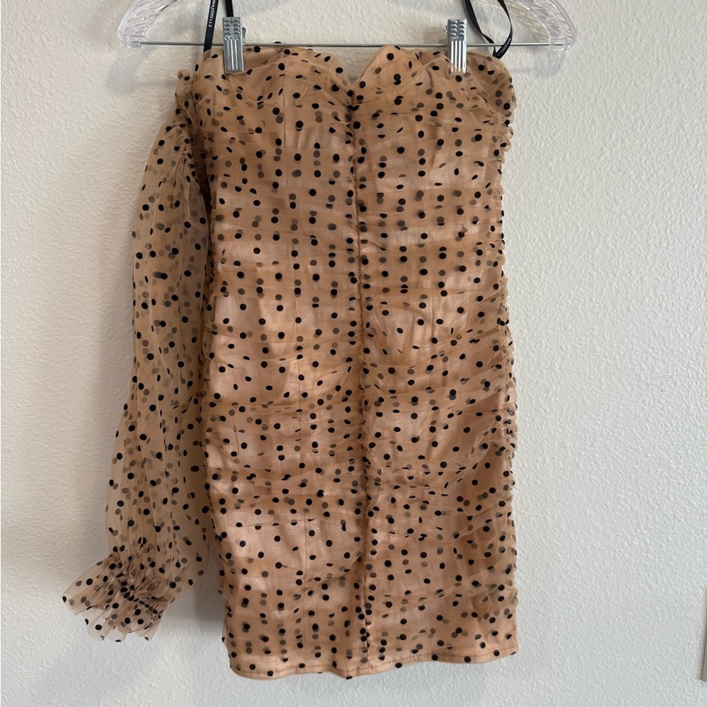 Majorelle Revolve Mini Dress Polka Dot Black Nude Ruching Size XS - Picture 3 of 6
